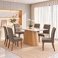 SALA DE JANTAR HENN OLIVIA 160 C/6 CADEIRA TAINA MARRON/AMEND